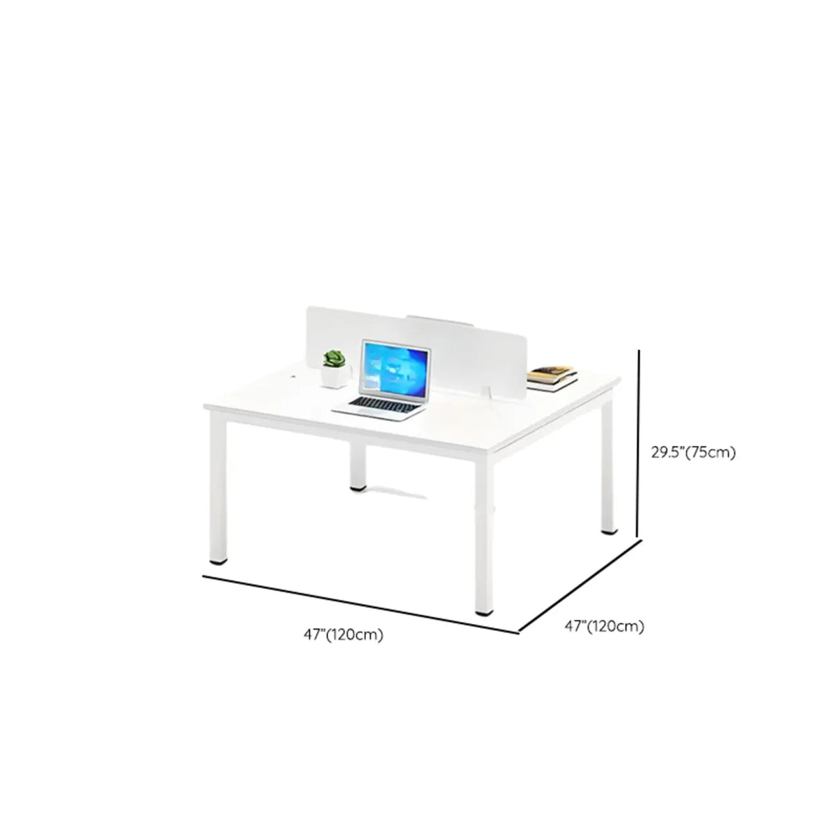 White Rectangular Multi-personal Composite Wood Desk Image - 10