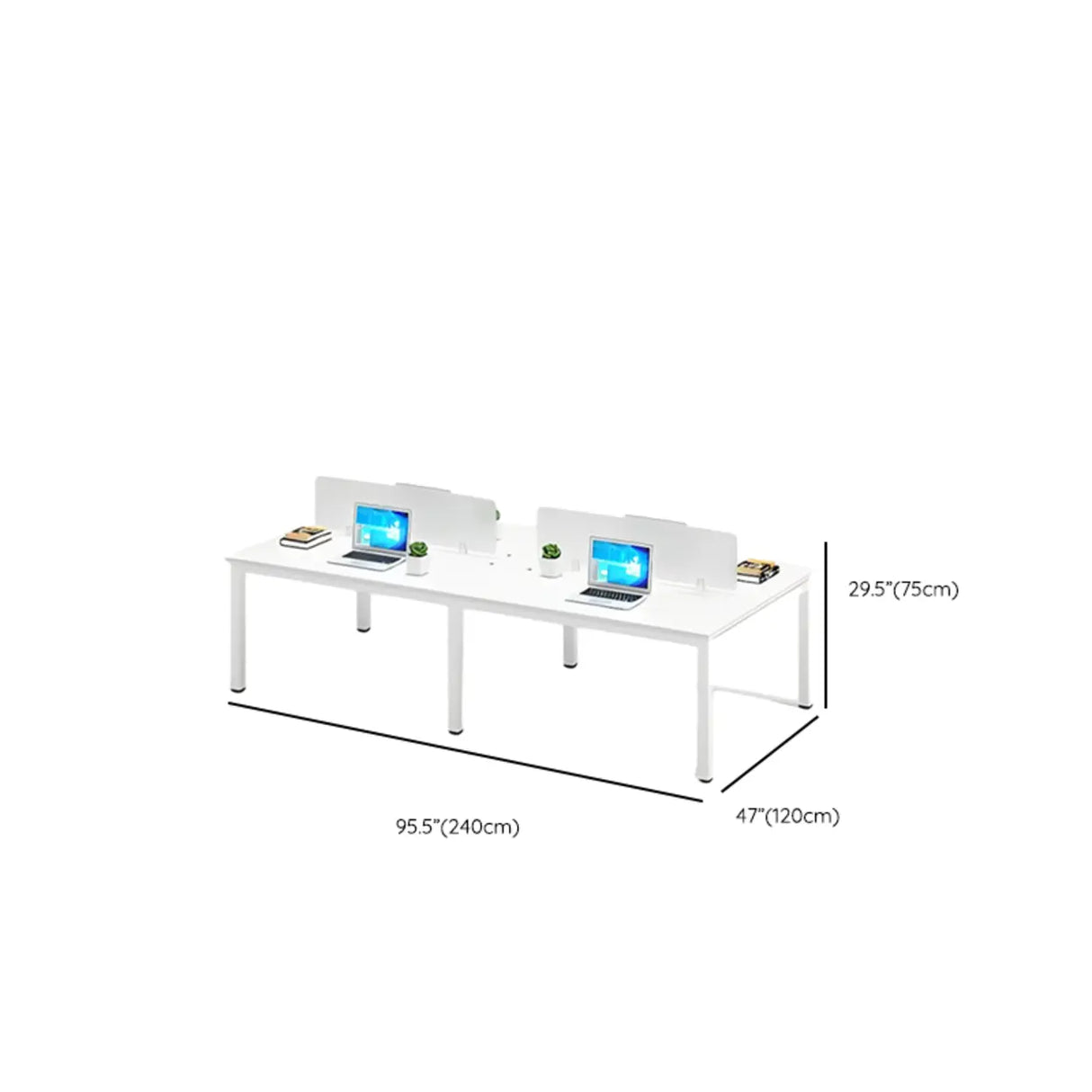 White Rectangular Multi-personal Composite Wood Desk Image - 11