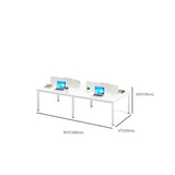 White Rectangular Multi-personal Composite Wood Desk Image - 11