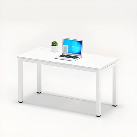 White Rectangular Multi-personal Composite Wood Desk Image - 2