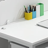 White Rectangular Multi-personal Composite Wood Desk Image - 6