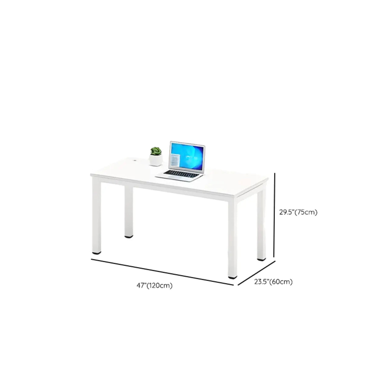 White Rectangular Multi-personal Composite Wood Desk 