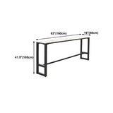 White Rectangular Long Tall Iron Marble Bistro Bar Table Image - 12