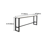 White Rectangular Long Tall Iron Marble Bistro Bar Table Image - 13