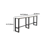 White Rectangular Long Tall Iron Marble Bistro Bar Table Image - 15