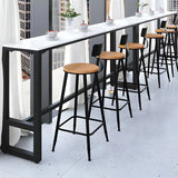 White Rectangular Long Tall Iron Marble Bistro Bar Table Image - 3