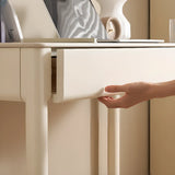 White Rectangular Sintered Stone Desk with Drawers Image - 19
