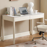 White Rectangular Sintered Stone Desk with Drawers Image - 21
