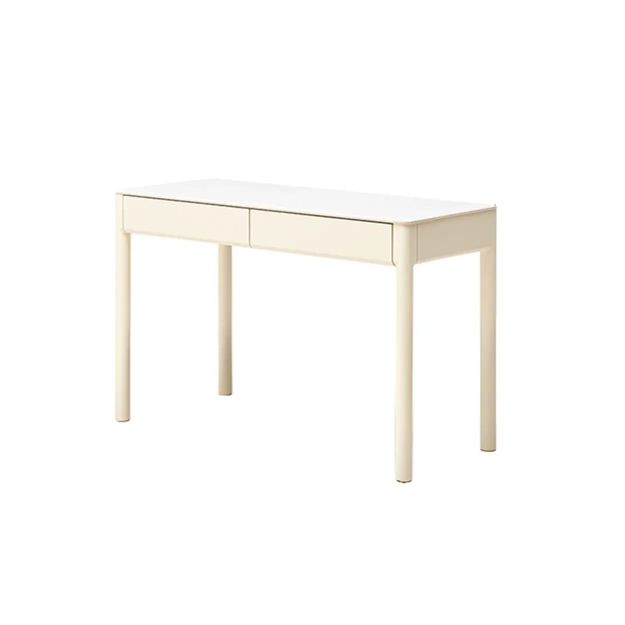White Rectangular Sintered Stone Desk with Drawers Image - 24