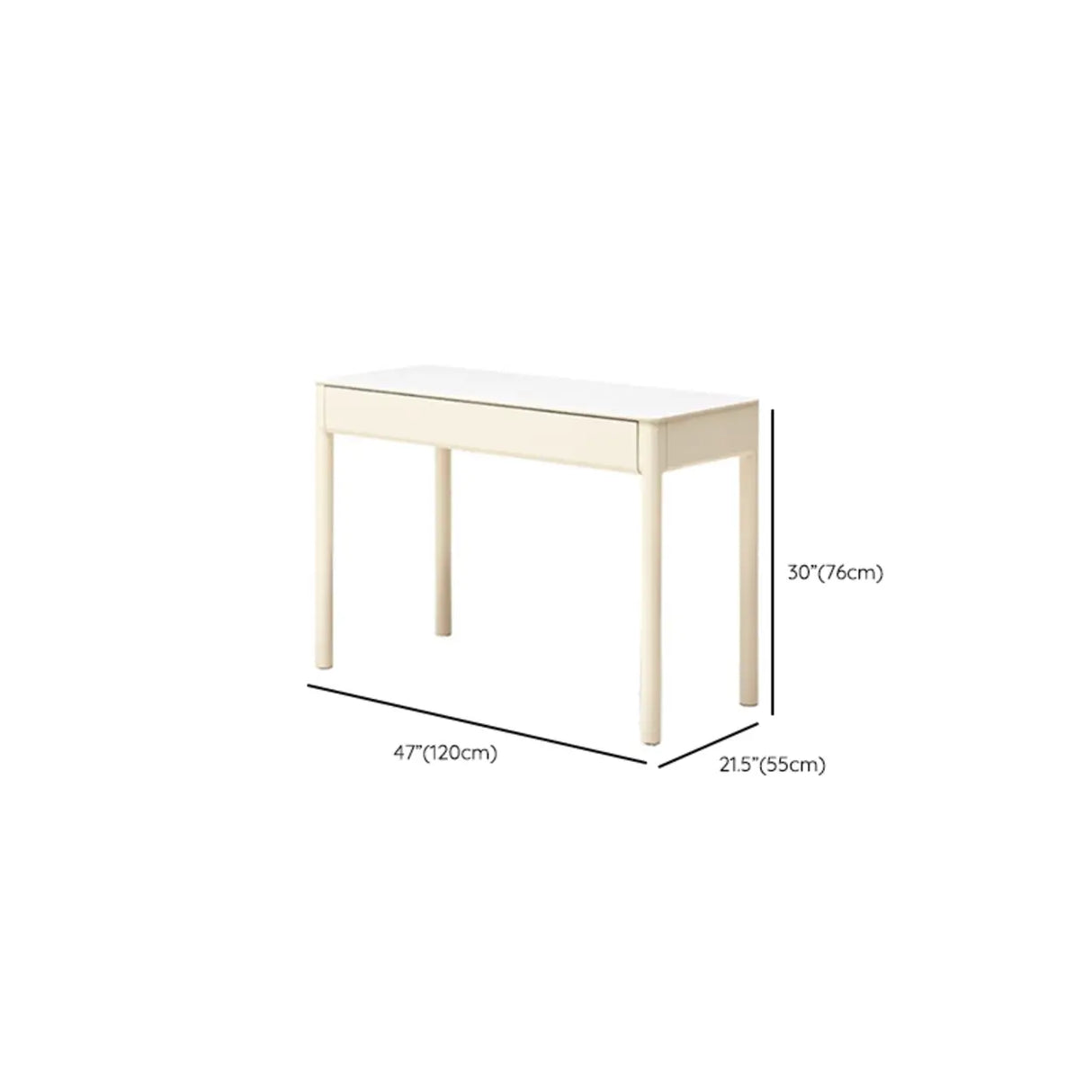 White Rectangular Sintered Stone Desk with Drawers 