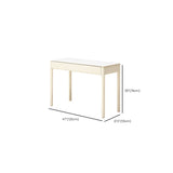 White Rectangular Sintered Stone Desk with Drawers #size