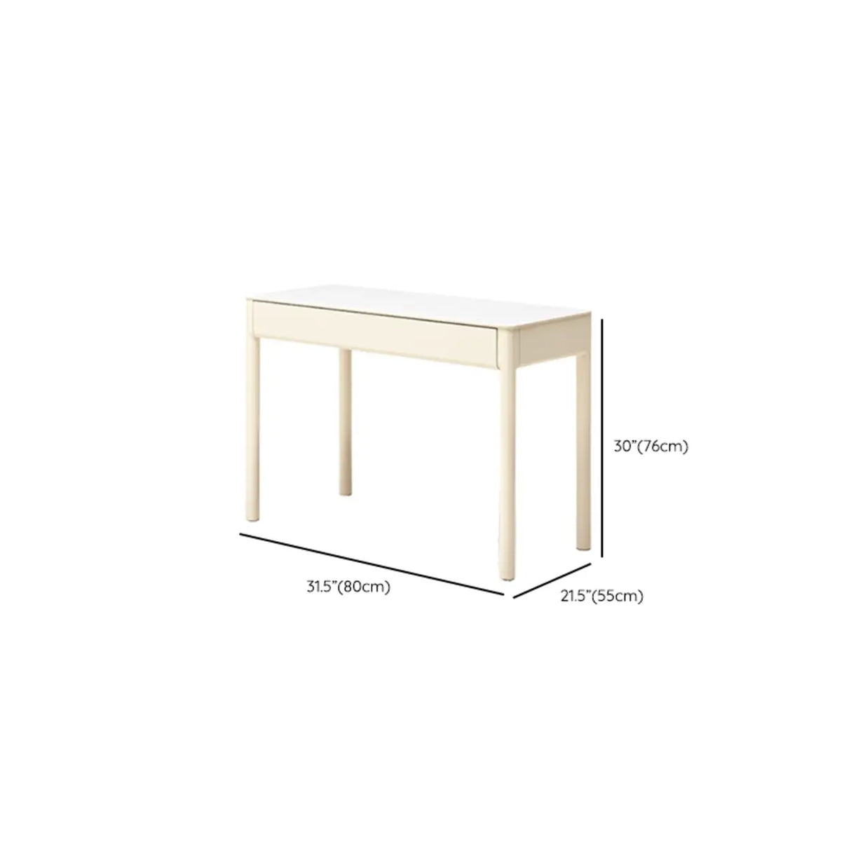 White Rectangular Sintered Stone Desk with Drawers Image - 26
