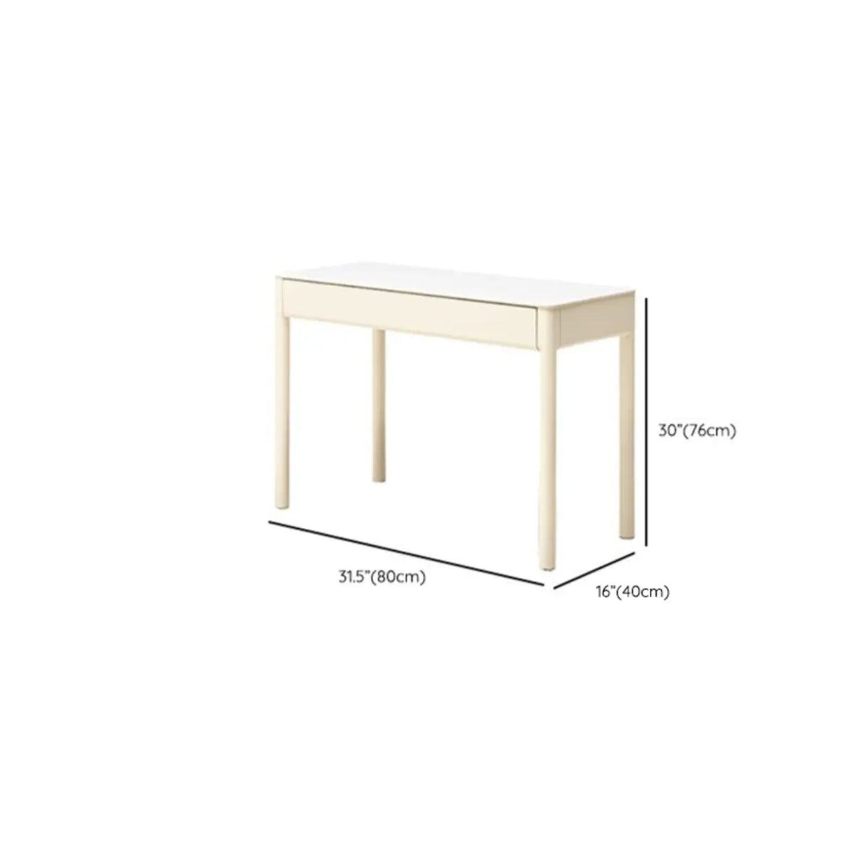 White Rectangular Sintered Stone Desk with Drawers Image - 27