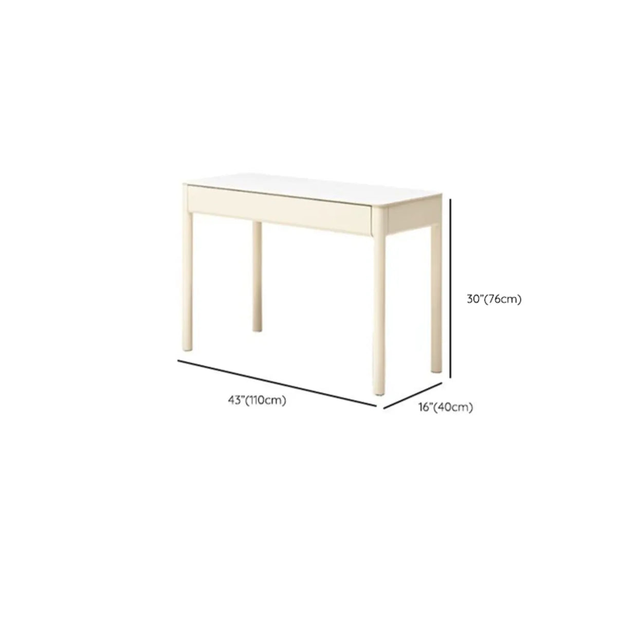 White Rectangular Sintered Stone Desk with Drawers Image - 28
