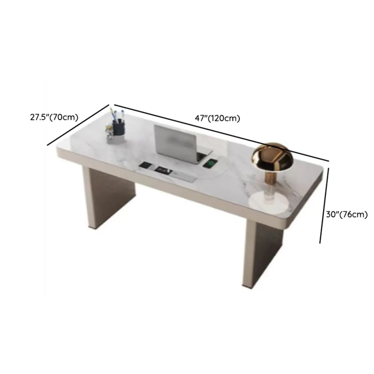White Rectangular Standard Stone Writing Desk 