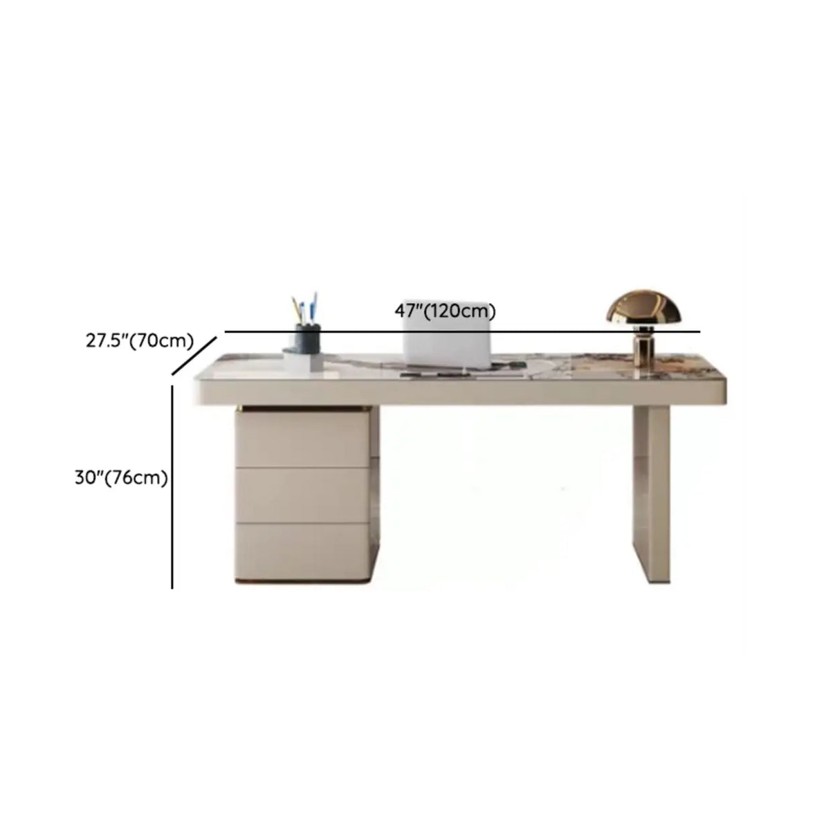 White Rectangular Standard Stone Writing Desk Image - 12