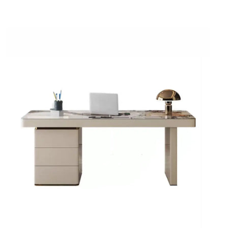 White Rectangular Standard Stone Writing Desk Image - 2