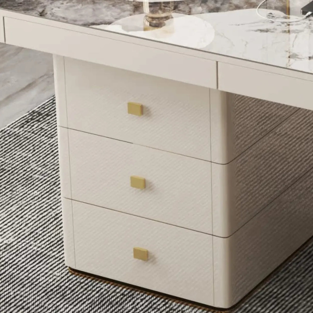 White Rectangular Standard Stone Writing Desk Image - 3