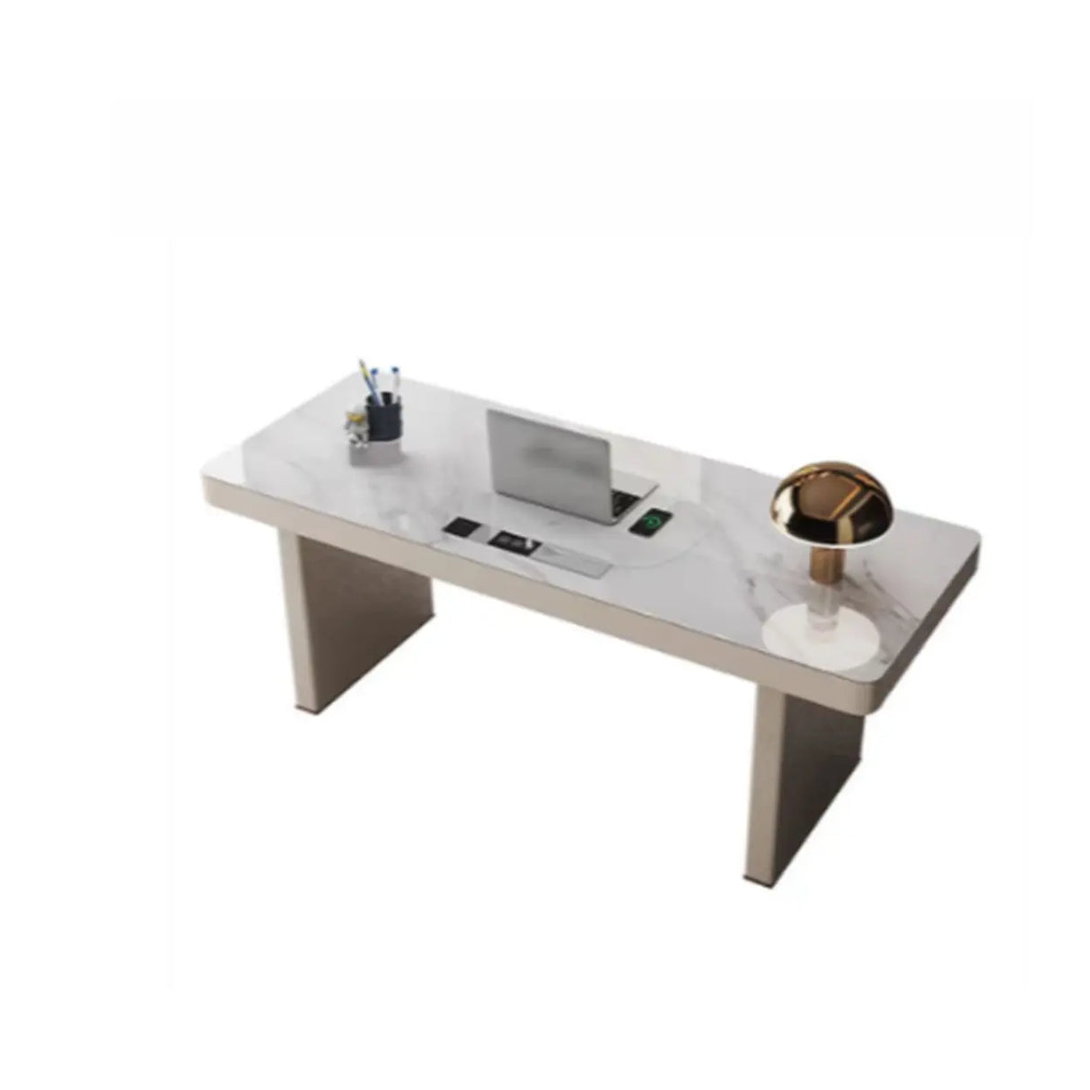 White Rectangular Standard Stone Writing Desk Image - 4