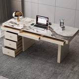 White Rectangular Standard Stone Writing Desk Image - 5