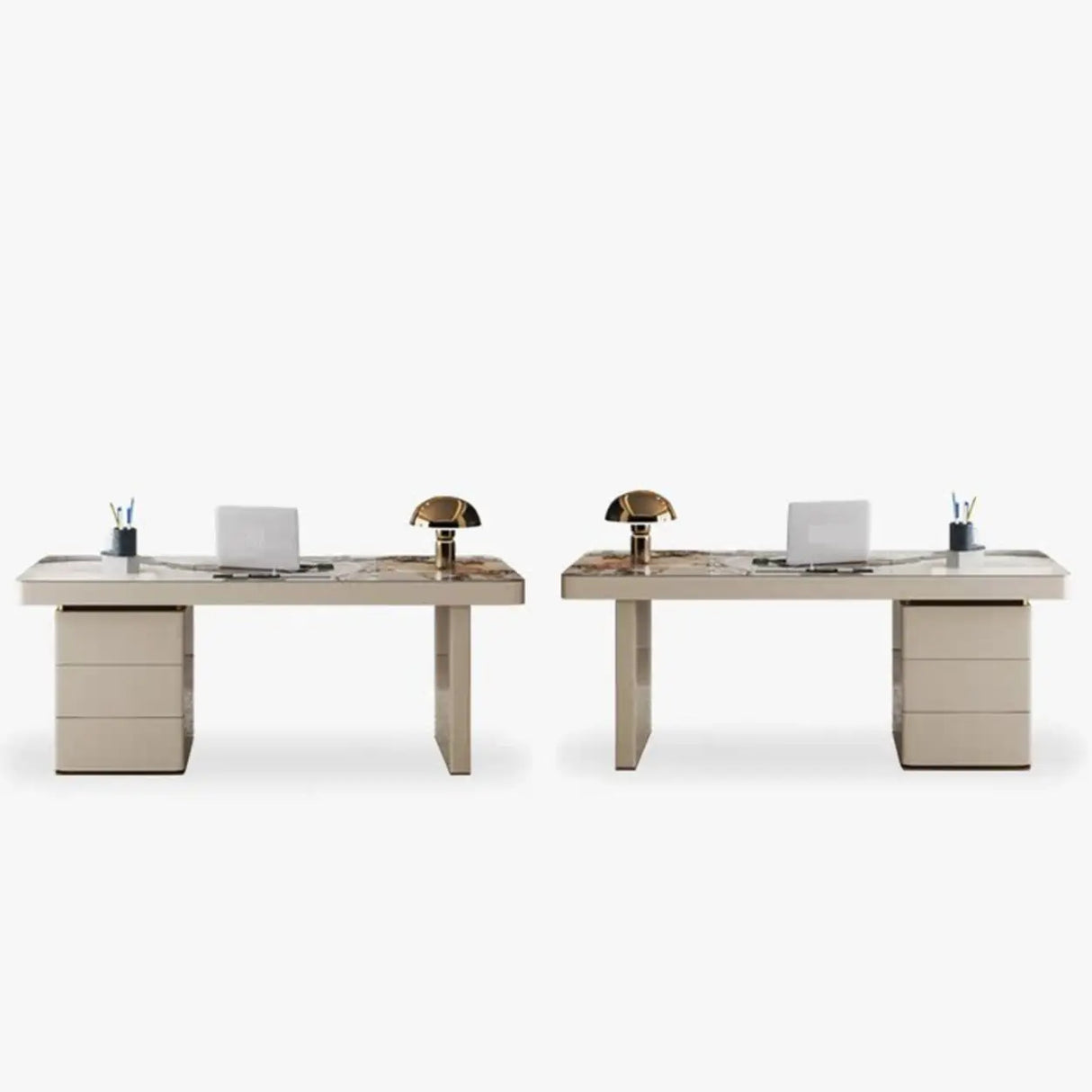 White Rectangular Standard Stone Writing Desk Image - 6
