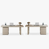 White Rectangular Standard Stone Writing Desk Image - 6