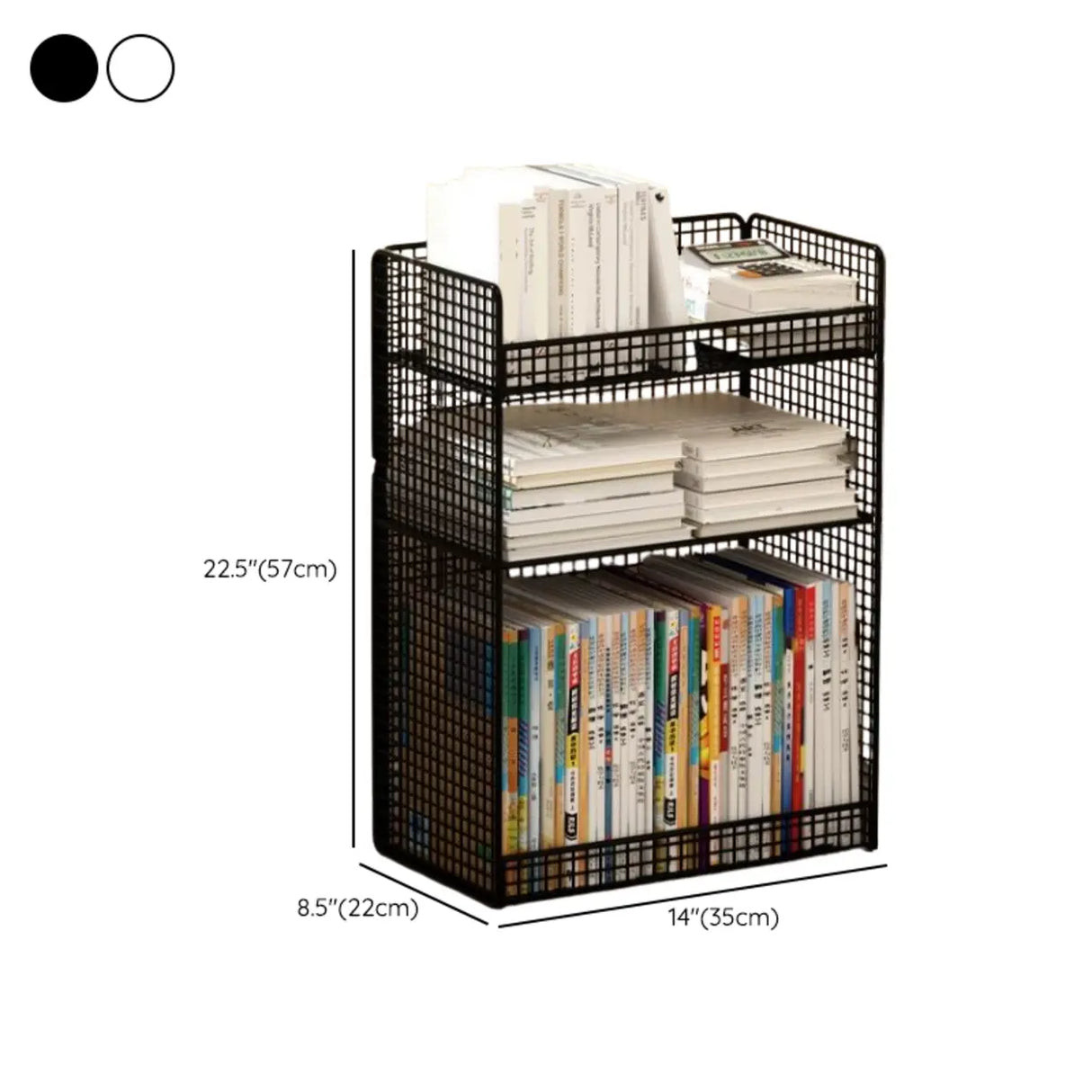 White Removable Metal Book Cart with Shelf and Casters 