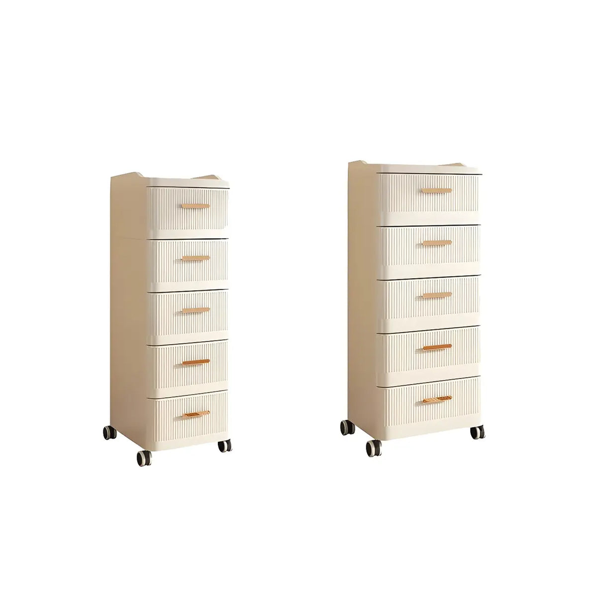 White Rolling Kids Nightstand with Drawers and Casters Image - 10