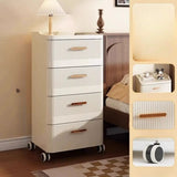 White Rolling Kids Nightstand with Drawers and Casters Image - 13