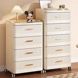 White Rolling Kids Nightstand with Drawers and Casters Image - 15
