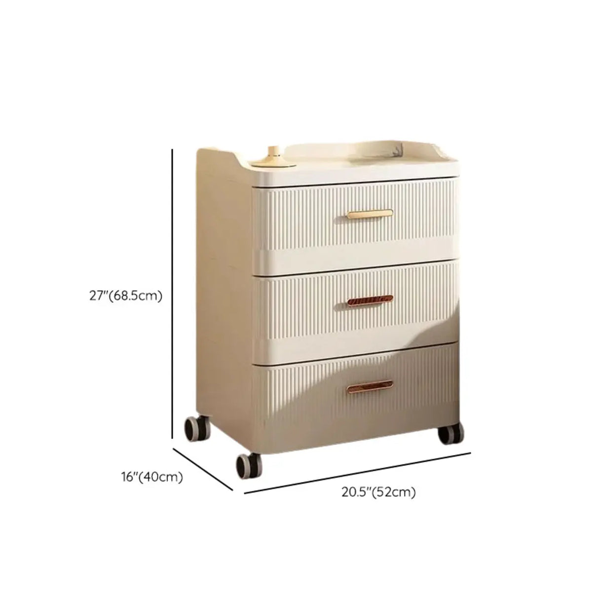 White Rolling Kids Nightstand with Drawers and Casters Image - 22