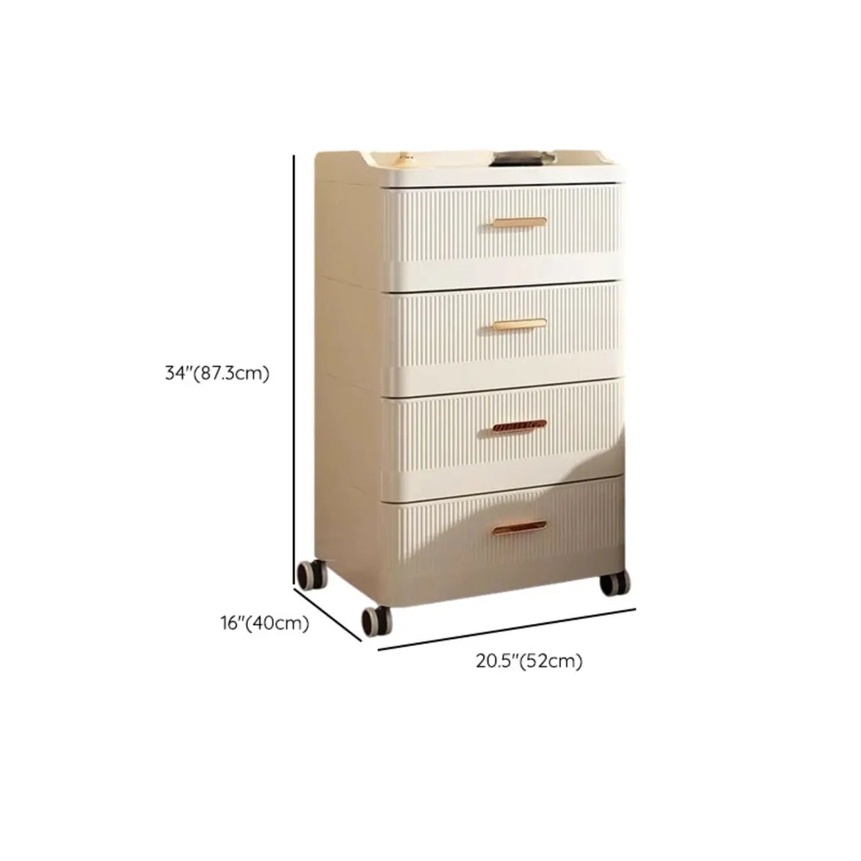 White Rolling Kids Nightstand with Drawers and Casters Image - 23