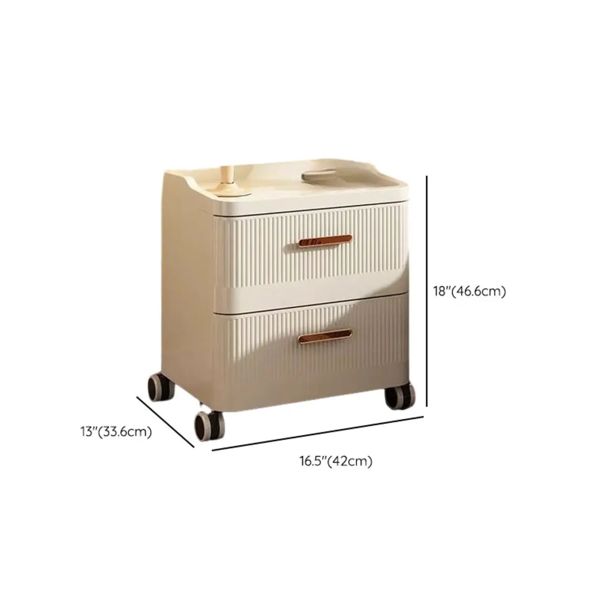 White Rolling Kids Nightstand with Drawers and Casters Image - 25