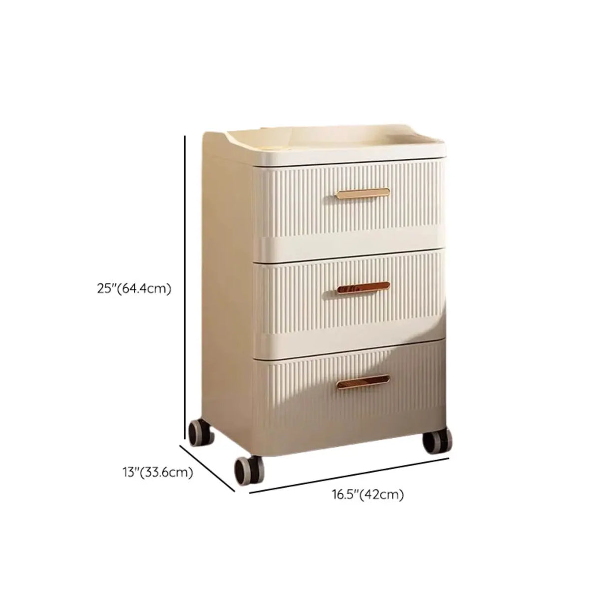 White Rolling Kids Nightstand with Drawers and Casters Image - 26