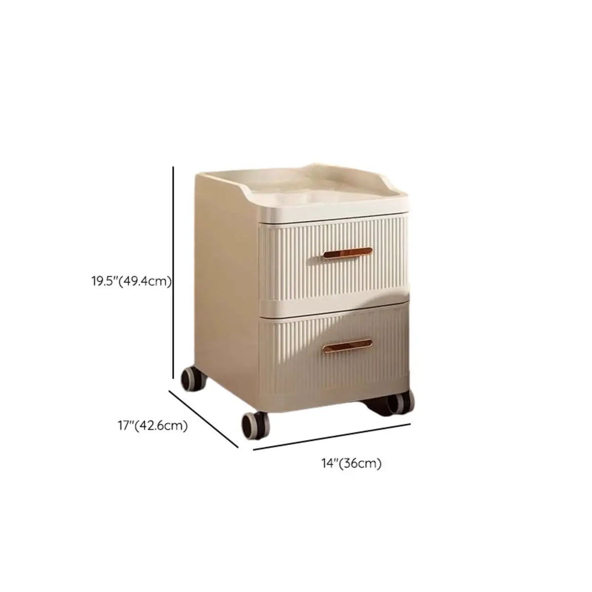 White Rolling Kids Nightstand with Drawers and Casters Image - 29