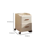 White Rolling Kids Nightstand with Drawers and Casters Image - 29