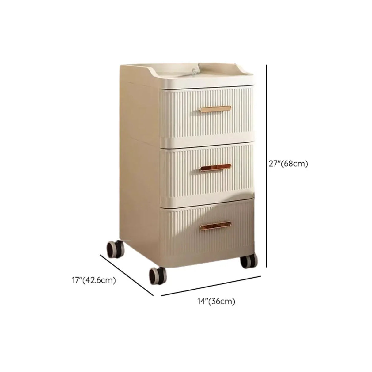 White Rolling Kids Nightstand with Drawers and Casters Image - 30