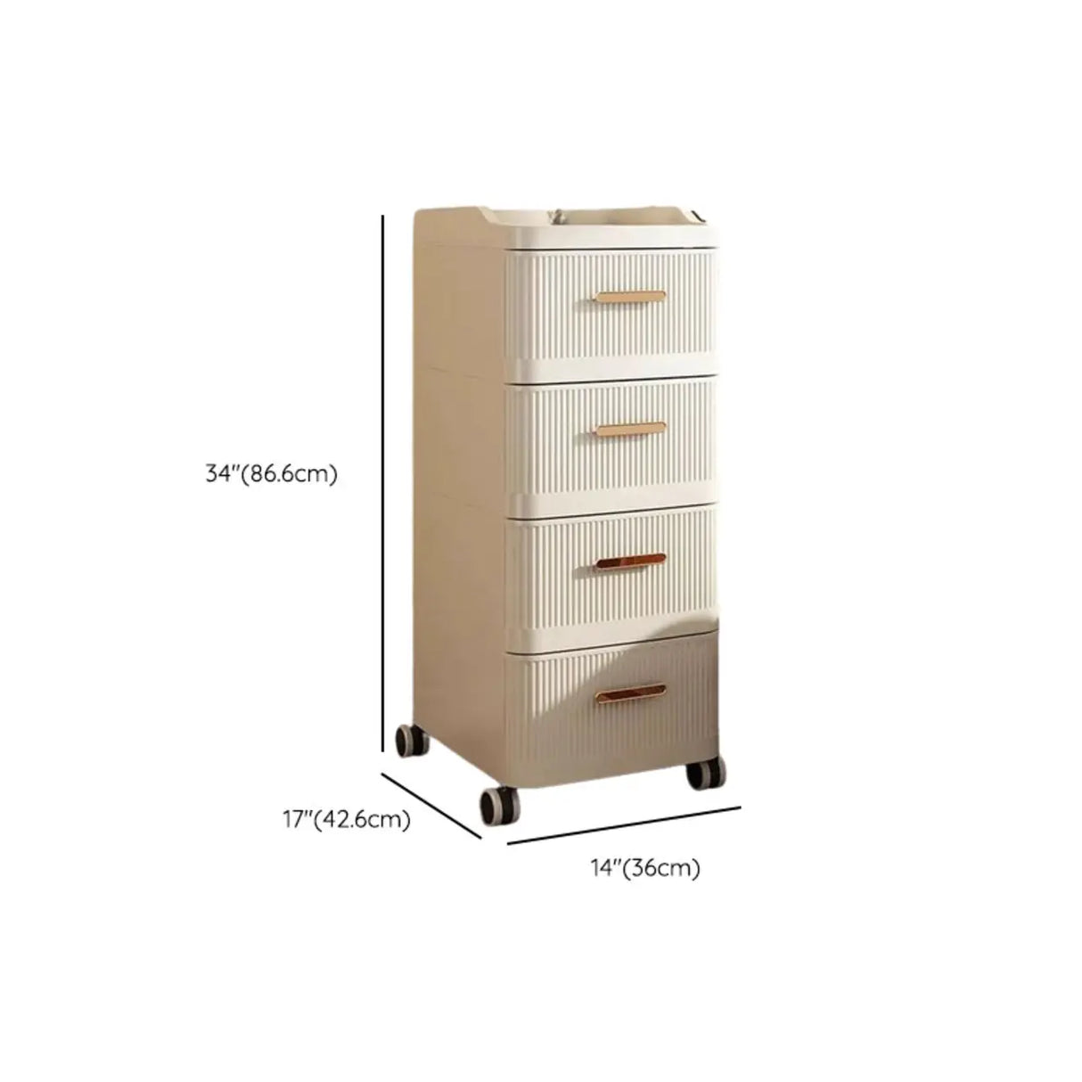 White Rolling Kids Nightstand with Drawers and Casters Image - 31