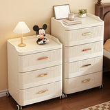 White Rolling Kids Nightstand with Drawers and Casters Image - 4