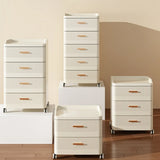 White Rolling Kids Nightstand with Drawers and Casters Image - 8