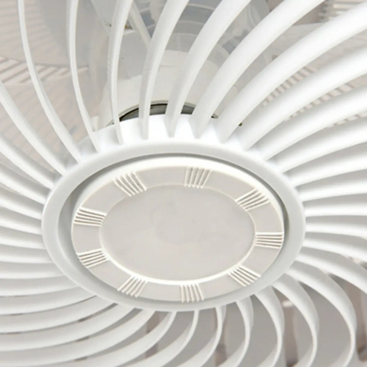White Round Bladeless Modern Ceiling Fan with LED Light Image - 13
