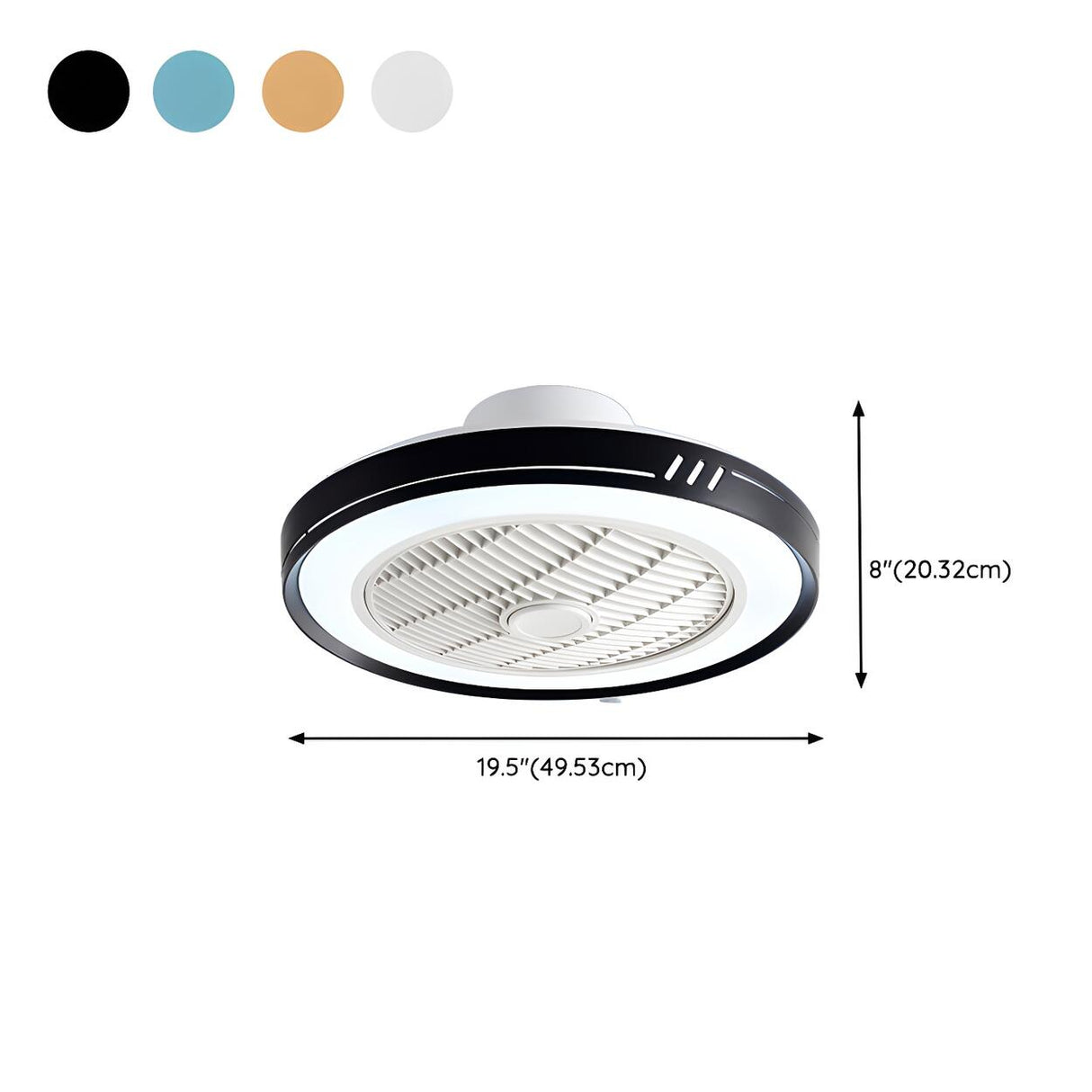 White Round Bladeless Modern Ceiling Fan with LED Light 