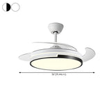 White Round Retractable Ceiling Fan with LED Light #size