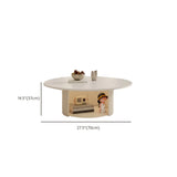 White Round Stone Steel Pedestal Nesting Coffee Table #size