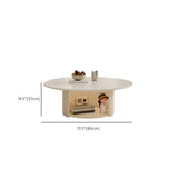 White Round Stone Steel Pedestal Nesting Coffee Table Image - 12