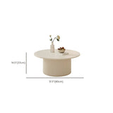 White Round Stone Steel Pedestal Nesting Coffee Table Image - 16