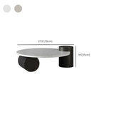 White Round Terrazzo Top Black Wood Base Coffee Table #size