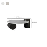 White Round Terrazzo Top Black Wood Base Coffee Table Image - 13