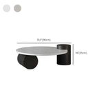 White Round Terrazzo Top Black Wood Base Coffee Table Image - 14