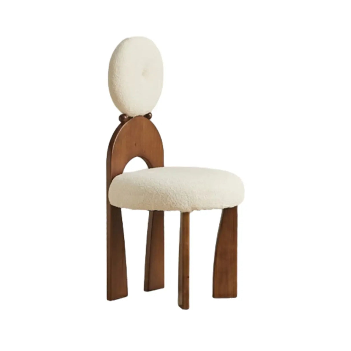White Round Wood King Louis Back Velvet Dining Chair Image - 10
